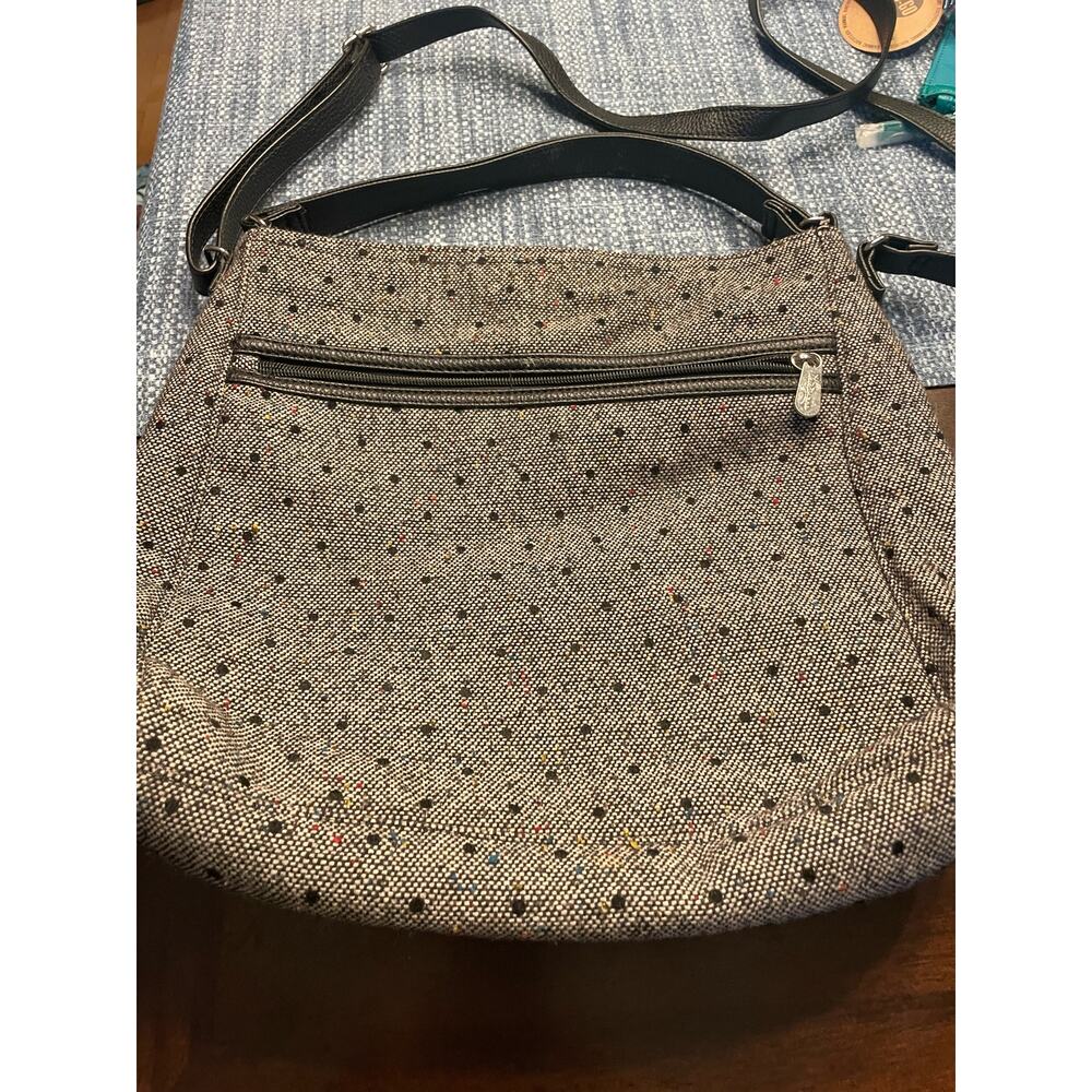 Thirty-One Everything crossbody messenger black dot tweed
